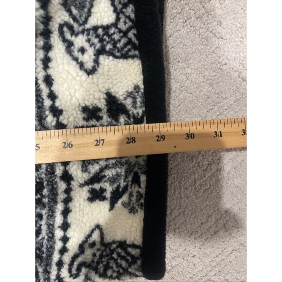 Marker Women M Alpaca Fleese Jacket Coat Black Cream Collar Boxy Cozy Boho Aztec - Picture 6 of 8